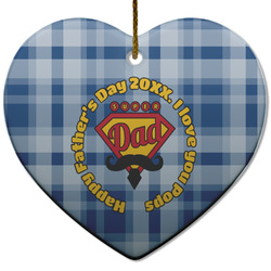 Hipster Dad Heart Ceramic Ornament w/ Name or Text