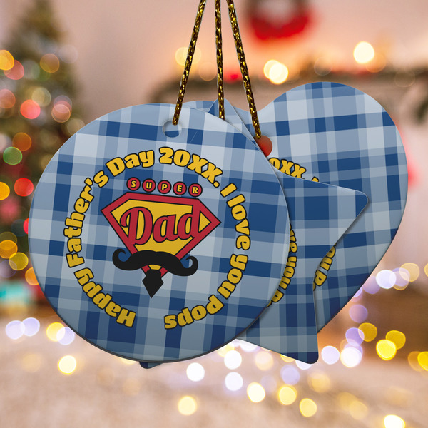 Custom Hipster Dad Ceramic Ornament w/ Name or Text