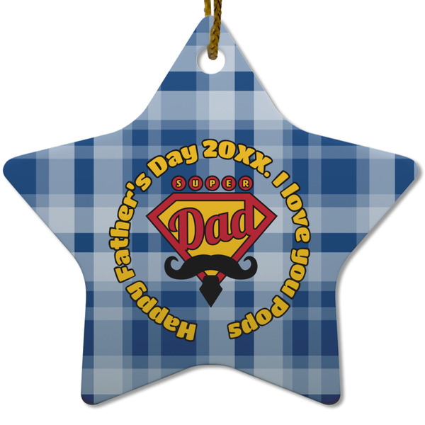 Hipster Dad Ceramic Flat Ornament - Star (Front)