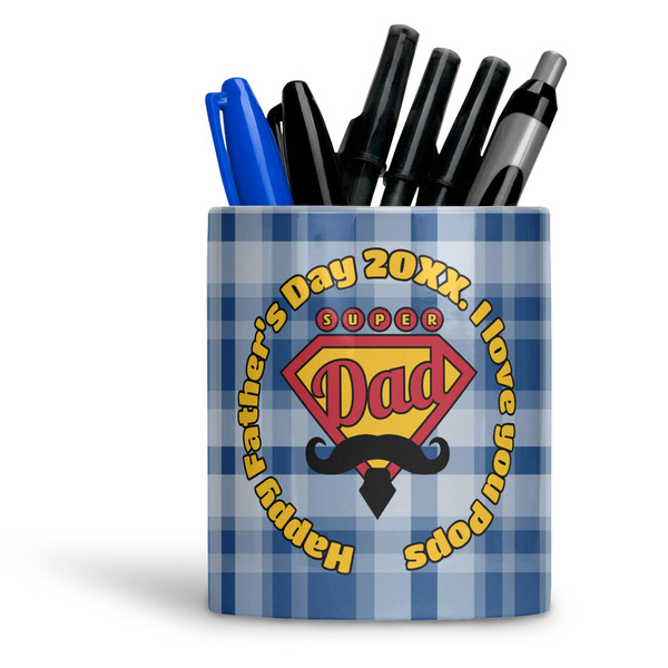 Custom Hipster Dad Ceramic Pen Holder