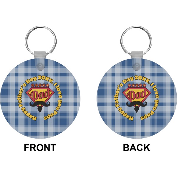 Hipster Dad Circle Keychain (Front + Back)