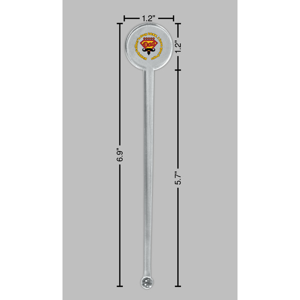 Hipster Dad Clear Plastic 7" Stir Stick - Round - Dimensions