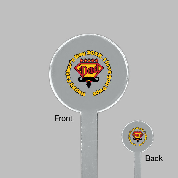 Hipster Dad Clear Plastic 7" Stir Stick - Round - Front & Back