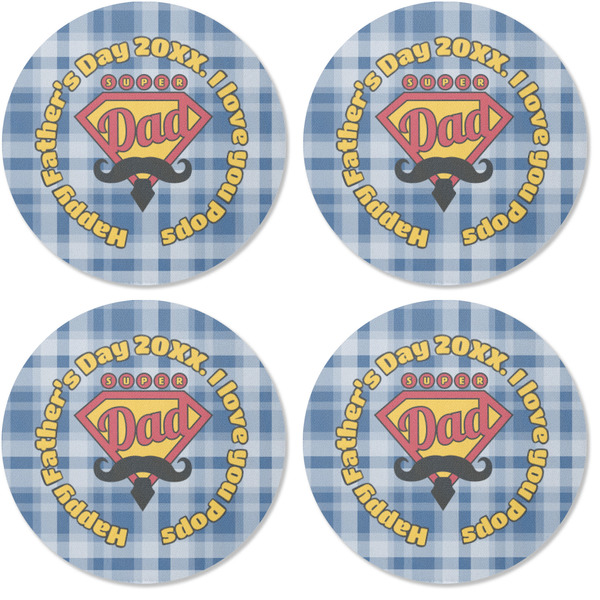 Hipster Dad Coaster Round Rubber Back - Apvl