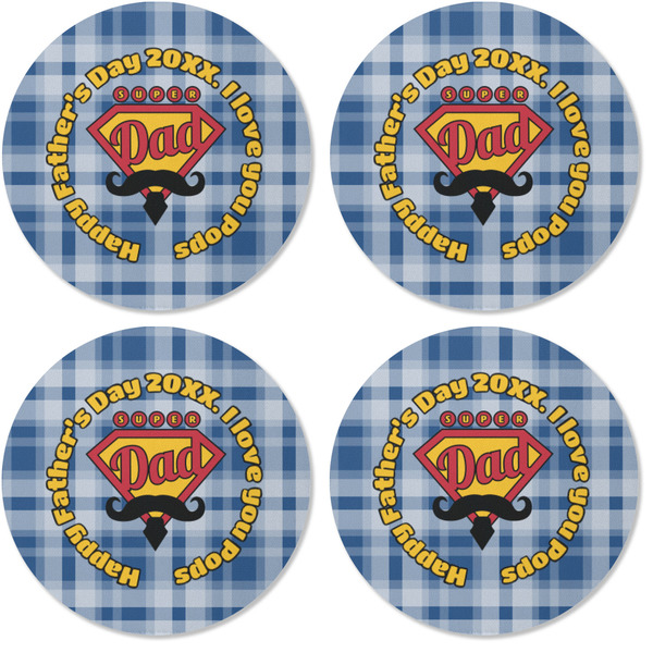 Hipster Dad Coaster Round Rubber Back - Apvl