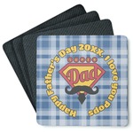 Hipster Dad Square Rubber Backed Coasters - Set of 4 (Personalized)