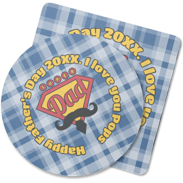 Custom Hipster Dad Rubber Backed Coaster (Personalized)