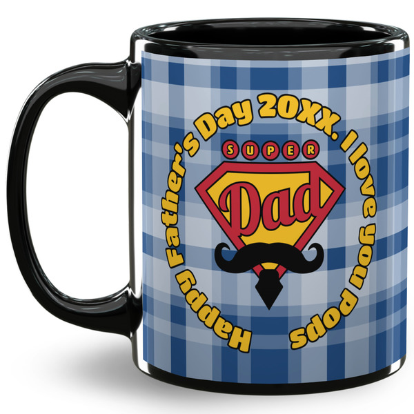 Custom Hipster Dad 11 Oz Coffee Mug - Black (Personalized)