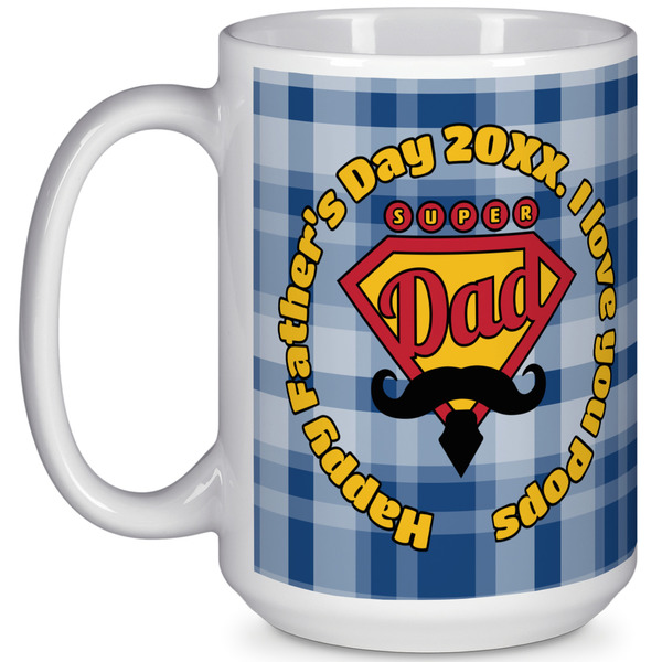 Custom Hipster Dad 15 Oz Coffee Mug - White (Personalized)