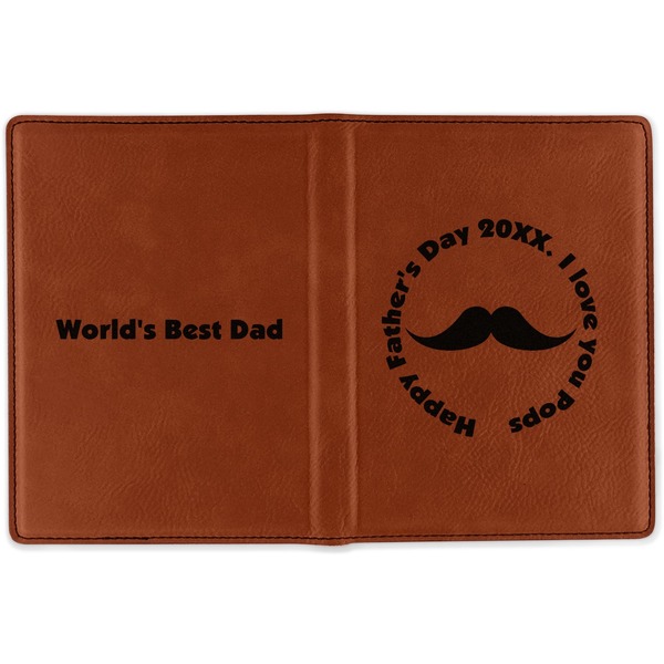 Hipster Dad Cognac Leather Passport Holder Outside Double Sided - Apvl