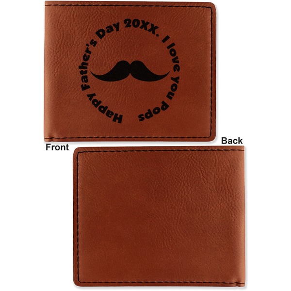 Hipster Dad Cognac Leatherette Bifold Wallets - Front and Back Single Sided - Apvl