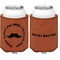 Hipster Dad Cognac Leatherette Can Sleeve - Double Sided Front and Back
