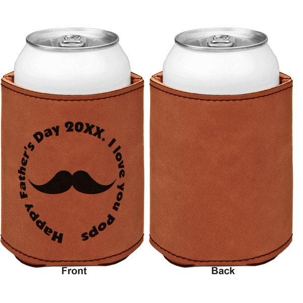 Hipster Dad Cognac Leatherette Can Sleeve - Single Sided Front and Back
