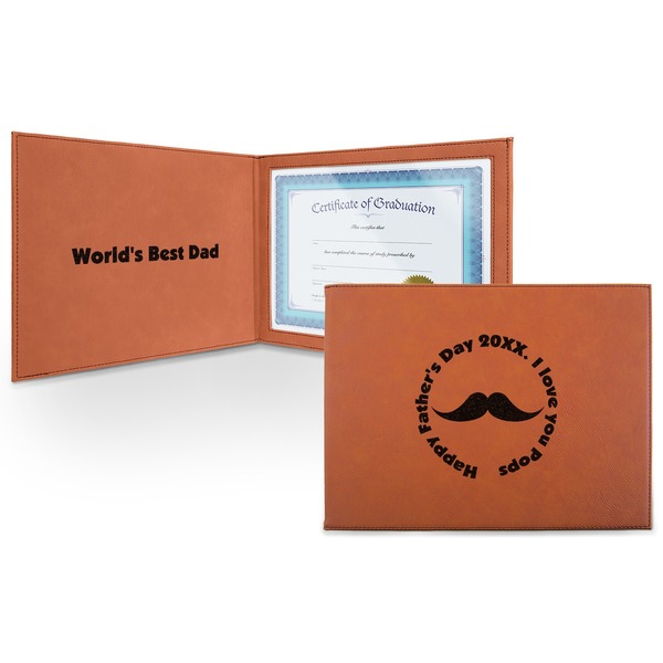 Custom Hipster Dad Leatherette Certificate Holder - Front and Inside (Personalized)
