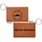 Hipster Dad Cognac Leatherette Keychain ID Holders - Front and Back Apvl