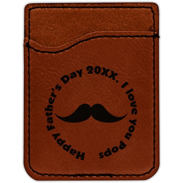 Hipster Dad Cognac Leatherette Phone Wallet close up