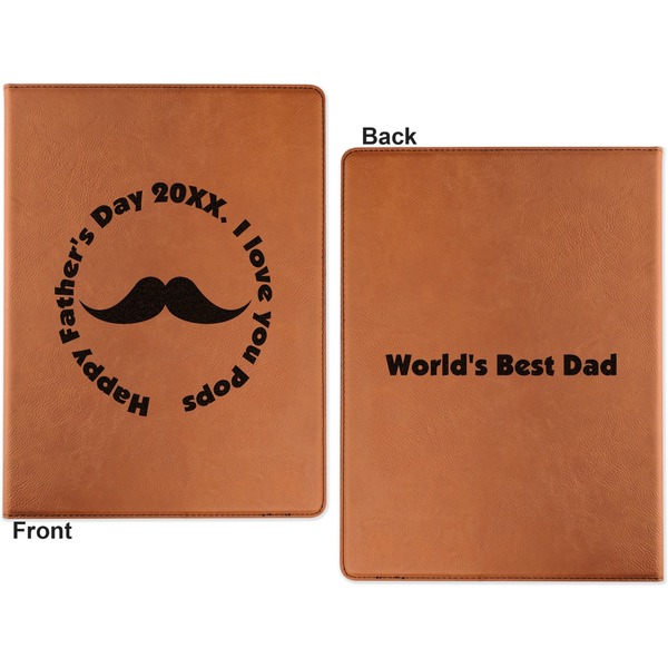 Hipster Dad Cognac Leatherette Portfolios with Notepad - Large - Double Sided - Apvl