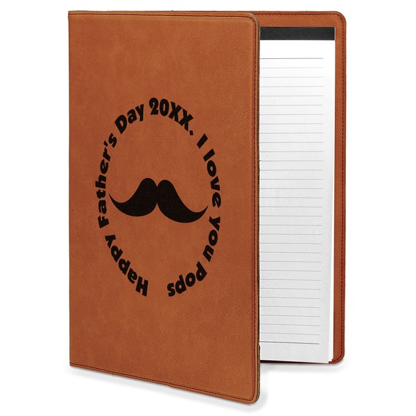 Custom Hipster Dad Leatherette Portfolio with Notepad - Large - Double Sided (Personalized)