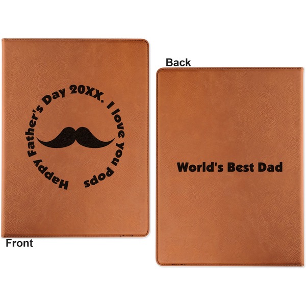 Hipster Dad Cognac Leatherette Portfolios with Notepad - Small - Double Sided- Apvl