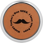 Hipster Dad Leatherette Round Coaster w/ Silver Edge - Single or Set (Personalized)