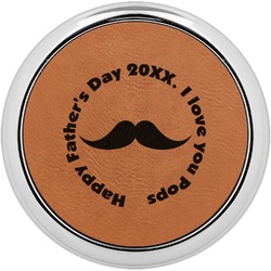 Hipster Dad Leatherette Round Coaster w/ Silver Edge - Single or Set (Personalized)