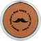 Hipster Dad Cognac Leatherette Round Coasters w/ Silver Edge - Single