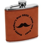 Hipster Dad Leatherette Wrapped Stainless Steel Flask (Personalized)