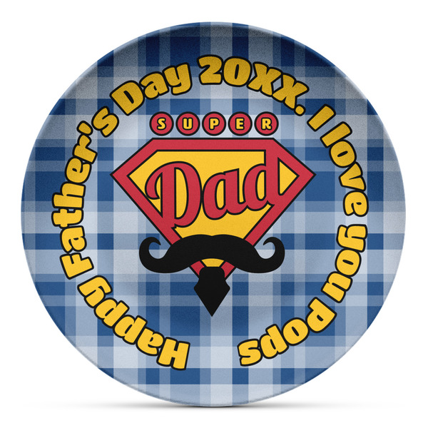 Custom Hipster Dad Microwave Safe Plastic Plate - Composite Polymer (Personalized)
