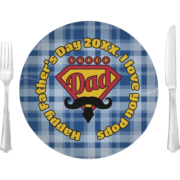 Custom Hipster Dad 10" Glass Lunch / Dinner Plates - Single or Set (Personalized)