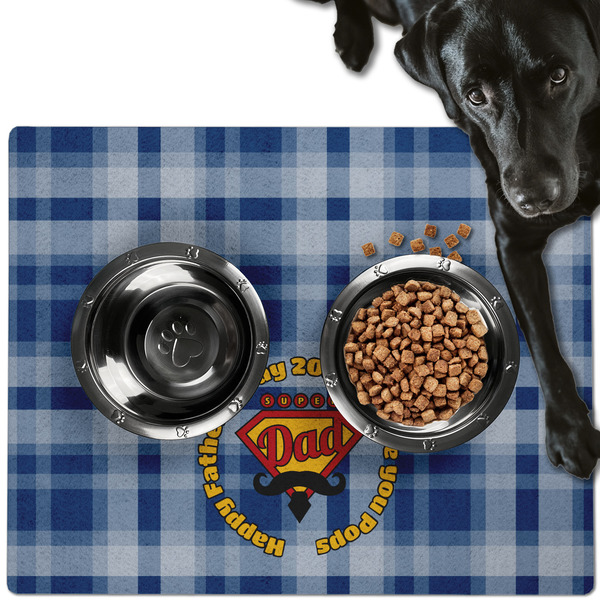 Custom Hipster Dad Dog Food Mat - Large w/ Name or Text