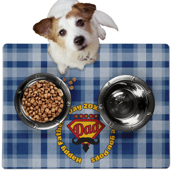 Custom Hipster Dad Dog Food Mat - Medium w/ Name or Text