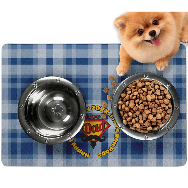 Custom Hipster Dad Dog Food Mat - Small w/ Name or Text