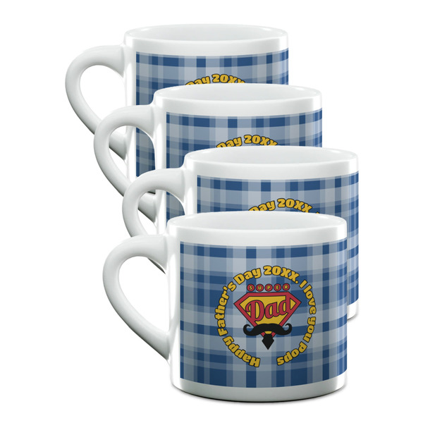 Custom Hipster Dad Double Shot Espresso Cups - Set of 4 (Personalized)