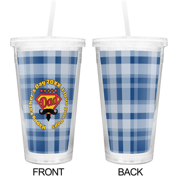 Hipster Dad Double Wall Tumbler with Straw - Approval