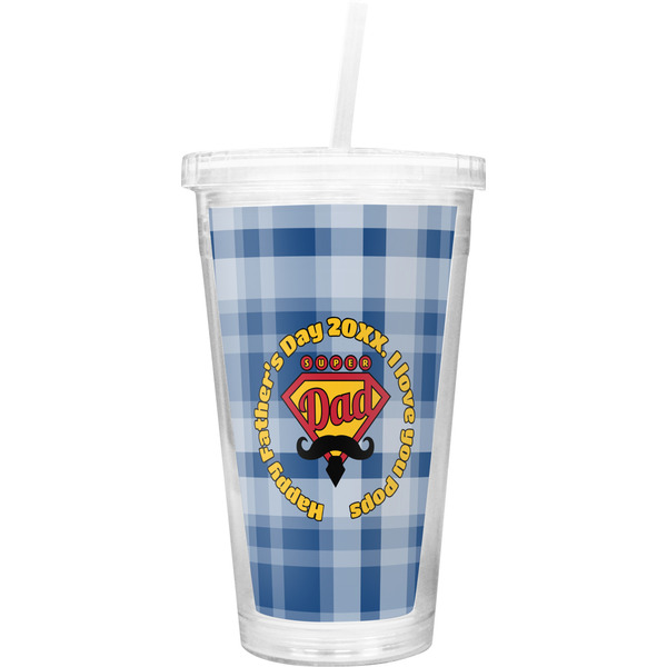 Custom Hipster Dad Double Wall Tumbler with Straw (Personalized)