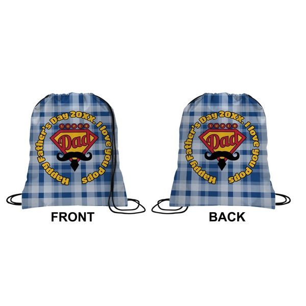 Hipster Dad Drawstring Backpack Front & Back Medium
