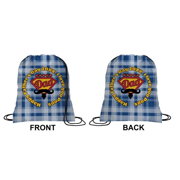Hipster Dad Drawstring Backpack Front & Back Small