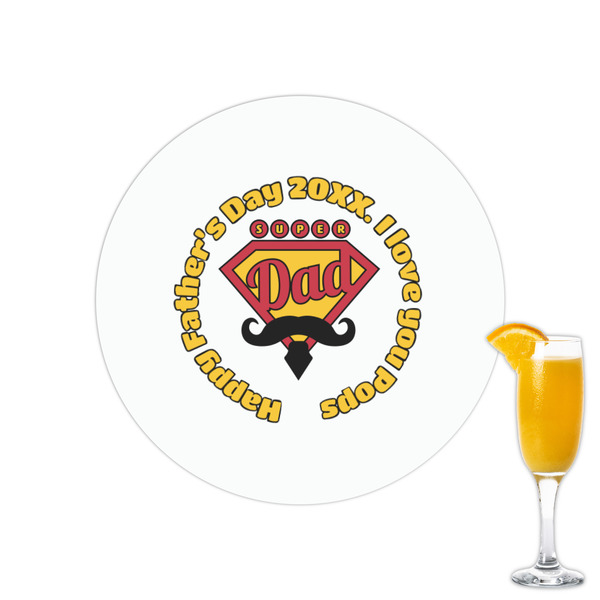 Custom Hipster Dad Printed Drink Topper - 2.15" (Personalized)