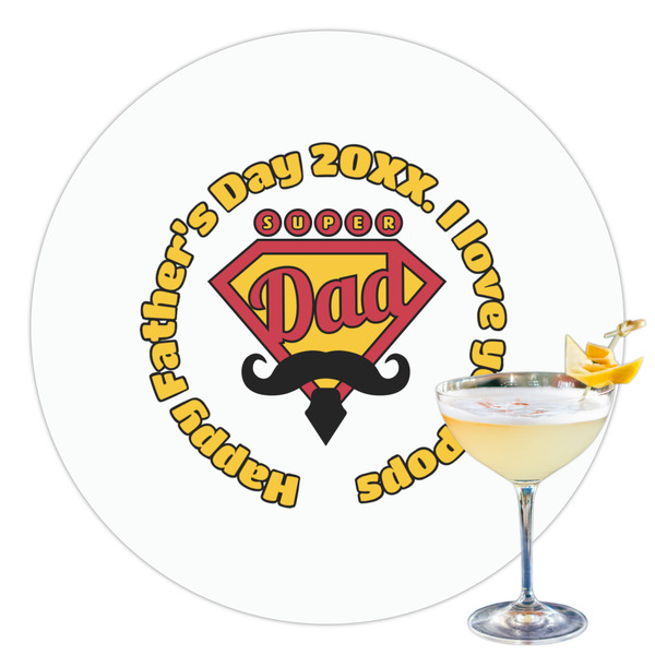 Custom Hipster Dad Printed Drink Topper - 3.5" (Personalized)