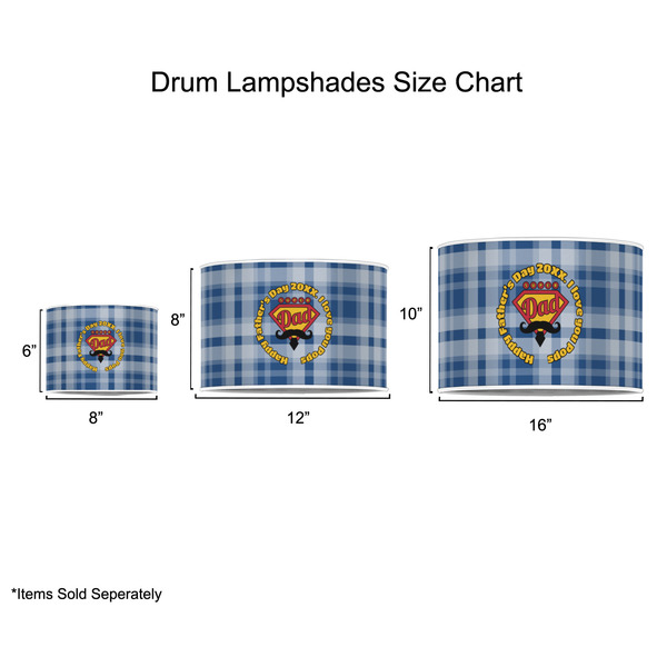 Hipster Dad Drum Lampshades - Sizing Chart