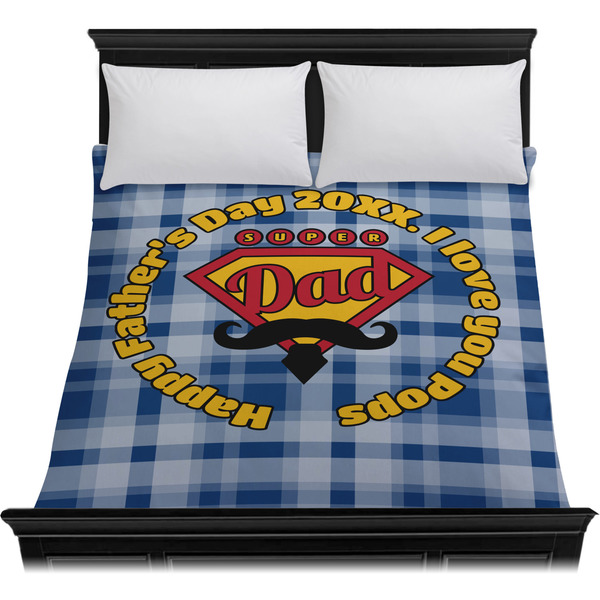 Hipster Dad Duvet Cover - Queen - On Bed - No Prop