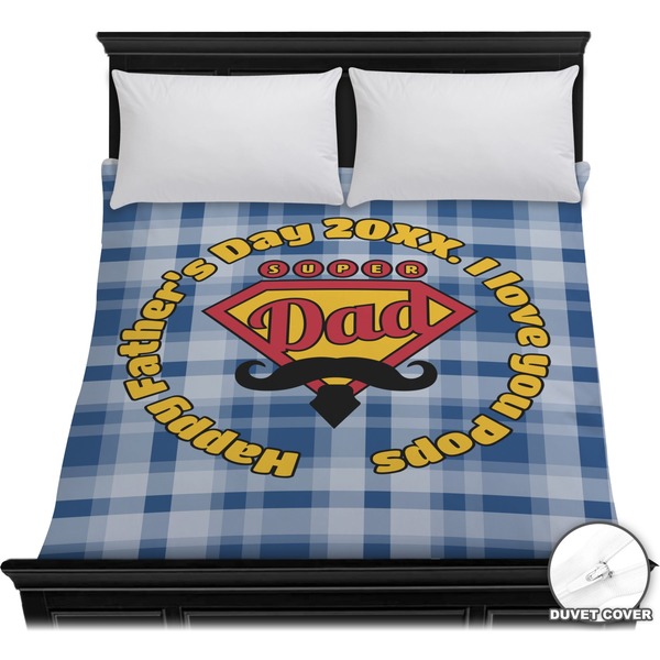 Custom Hipster Dad Duvet Cover - Full / Queen (Personalized)