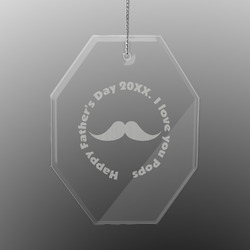 Hipster Dad Engraved Glass Ornament - Octagon (Personalized)