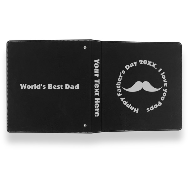 Hipster Dad Leather Binder - 1" - Black- Back Spine Front View