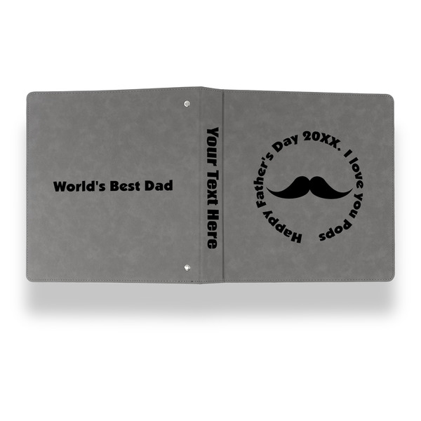 Hipster Dad Leather Binder - 1" - Grey - Back Spine Front View