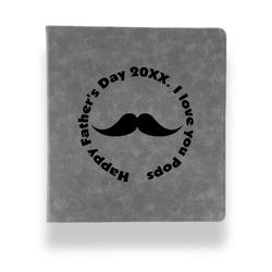Hipster Dad Leather Binder - 1" - Grey (Personalized)