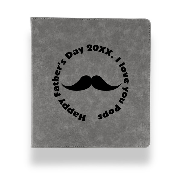 Custom Hipster Dad Leather Binder - 1" - Grey (Personalized)