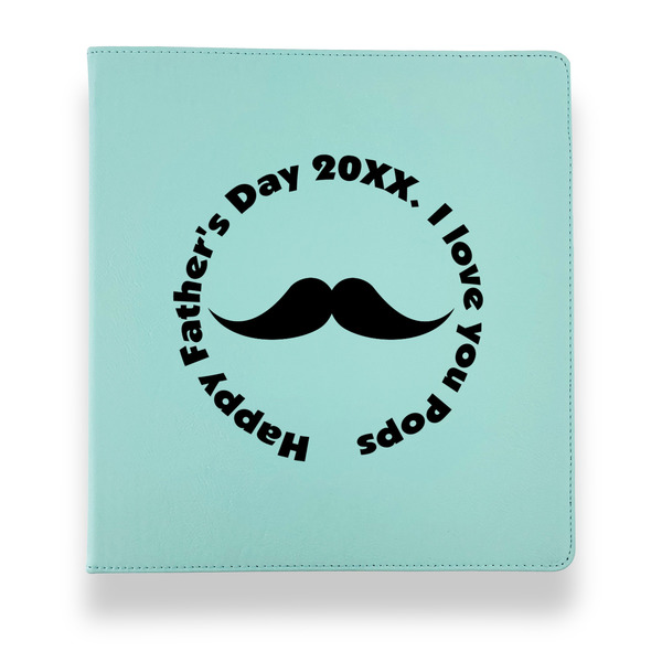 Hipster Dad Leather Binders - 1" - Teal - Front View