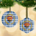 Hipster Dad Flat Glass Ornament w/ Name or Text