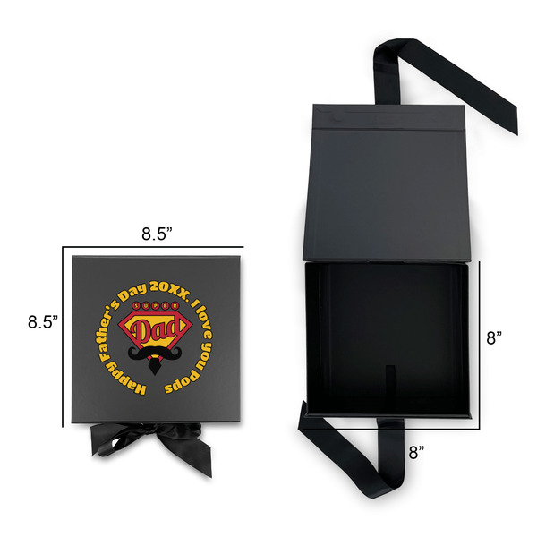 Hipster Dad Gift Boxes with Magnetic Lid - Black - Open & Closed